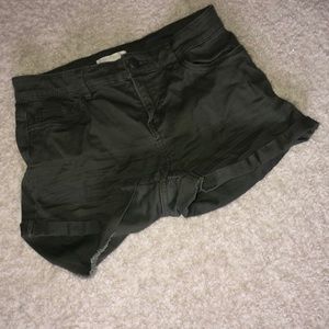 Army green short shorts